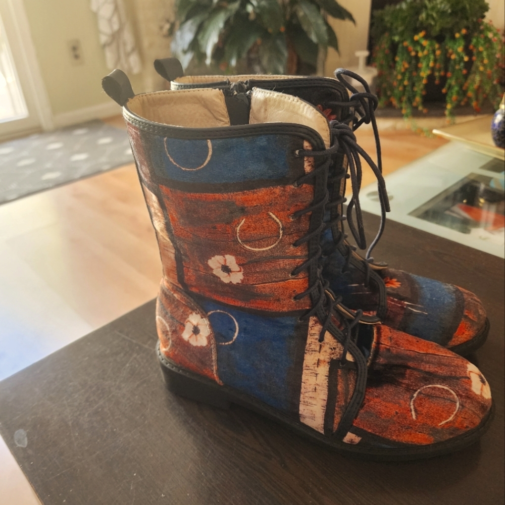ABSTRACT ART COMBAT BOOTS | VELVET FABRIC, CUSTOM PRINT.